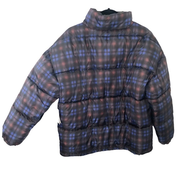 BP Oversize Puffer Coat Black Plaid Print Size M - Picture 4 of 14
